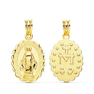 Medalla escapulario de la Virgen Milagrosa en oro de ley 9k, 23x14 mm