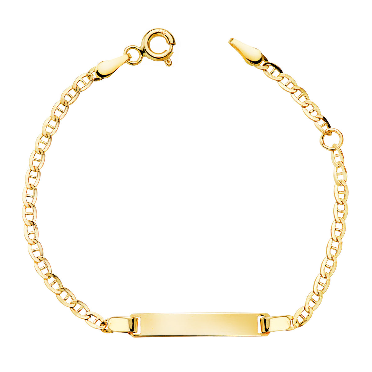 Esclava de oro 18k para bebé, con un ancla en la placa, 11.5cm
