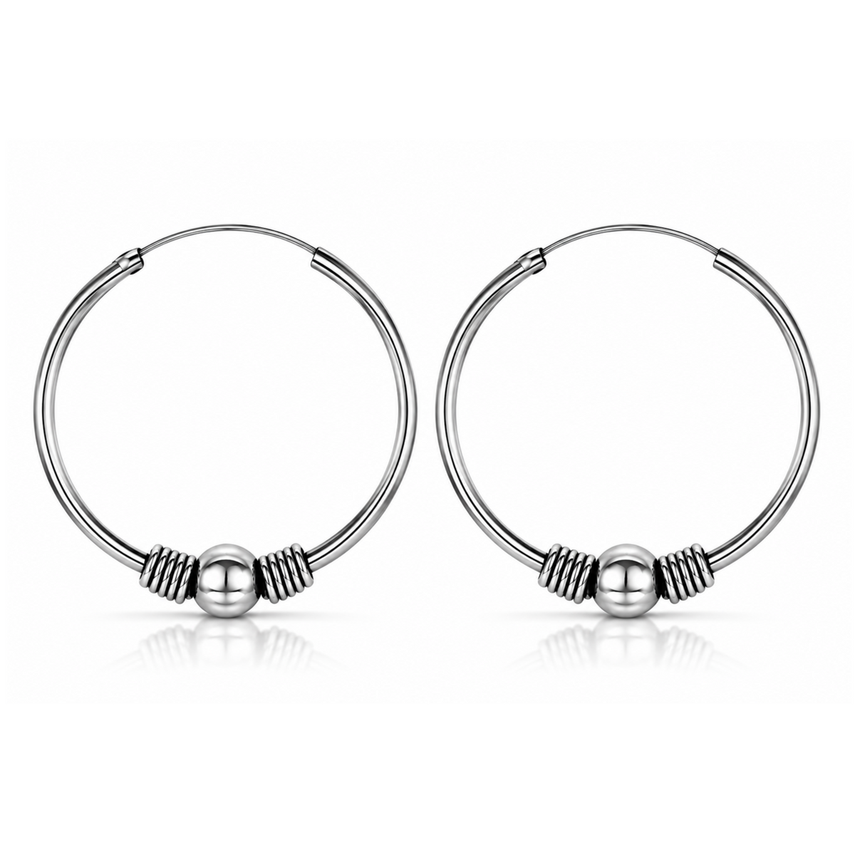 Aros de plata de ley 925 lisos de 24 mm de diámetro