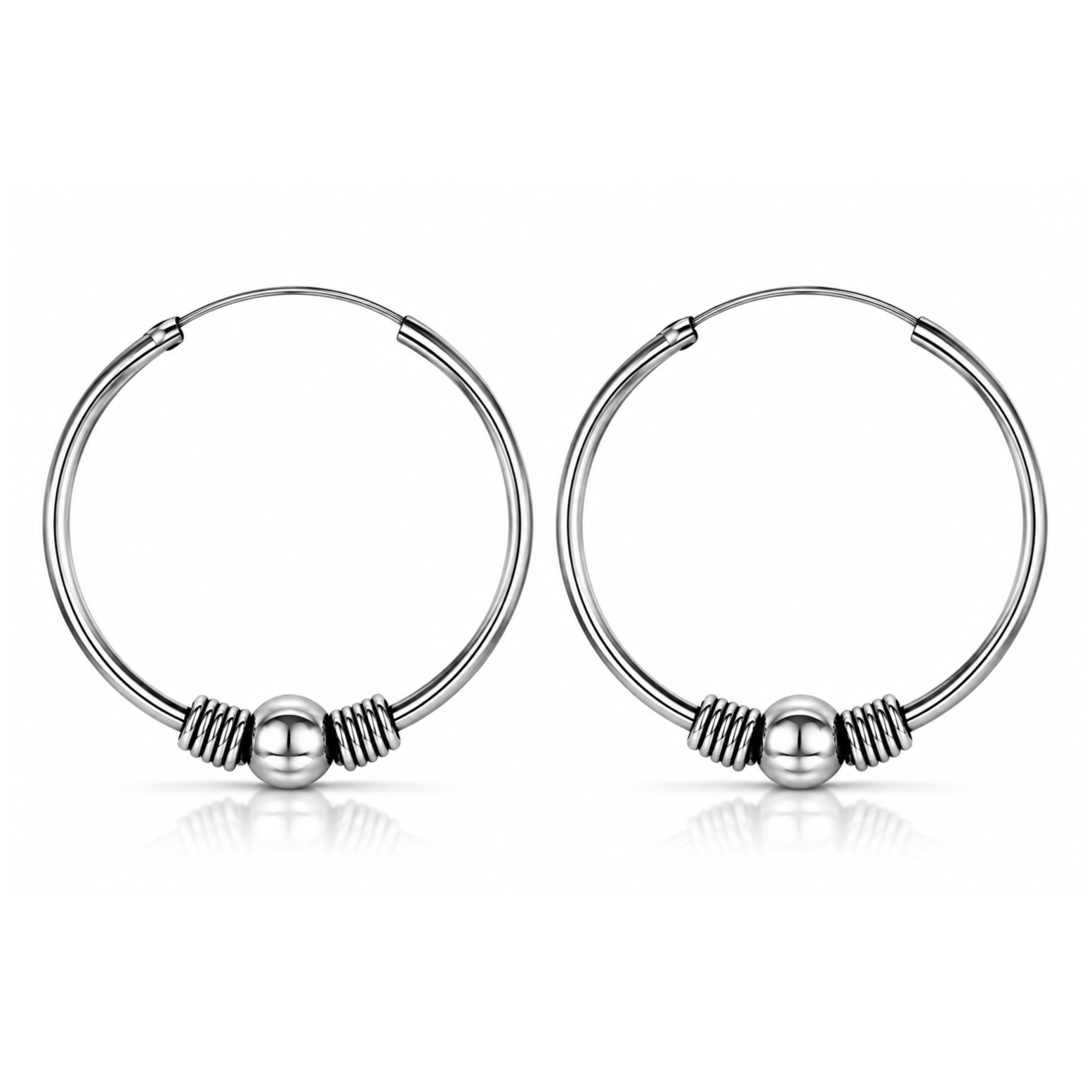 Aros de plata de ley 925 lisos de 24 mm de diámetro