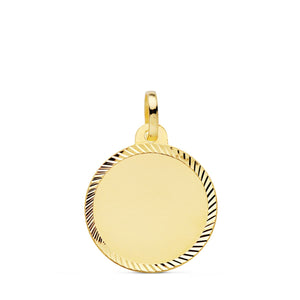 Placa oro 18k redonda cerco