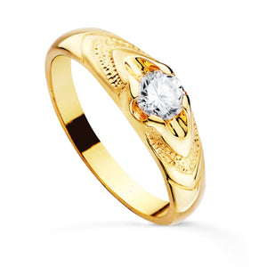 Solitario de oro 18k de talla infantil para comunión con circonita de 4 mm
