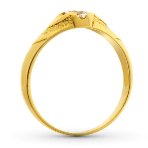 Solitario de oro 18k de niño con circonita de 4 mm, vista lateral