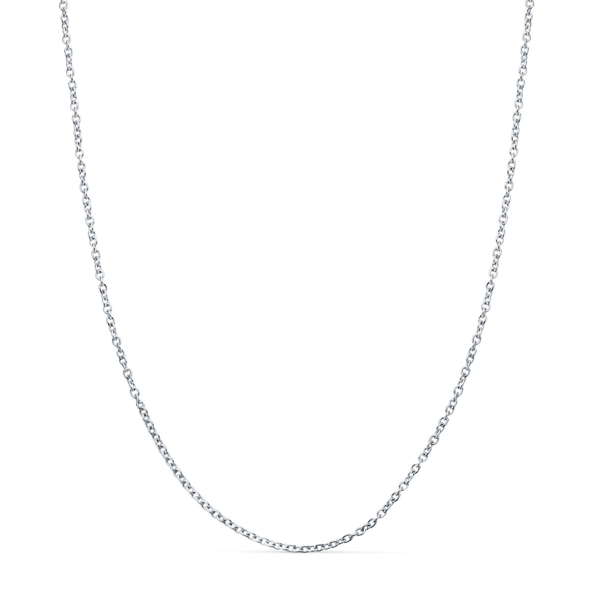 Cadena fina de oro blanco 18k de eslabón forzado macizo de 1 mm