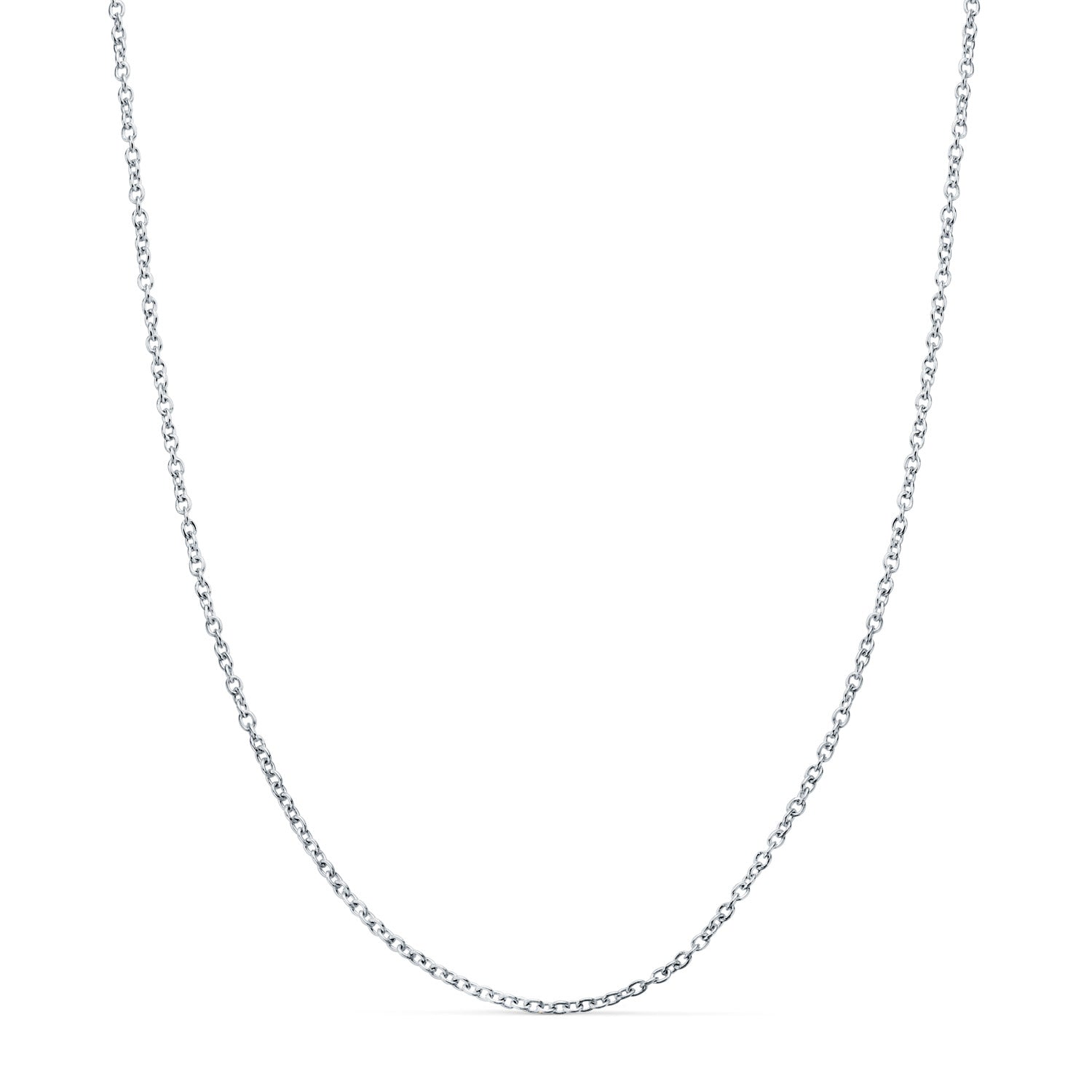 Cadena fina de oro blanco 18k de eslabón forzado macizo de 1 mm