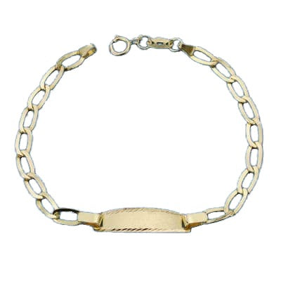 Pulsera esclava de oro 18k para bebé, eslabón bilbao hueco, 14.5cm