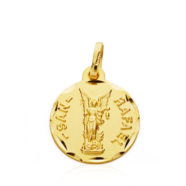 Medalla de San Rafael Arcángel en oro de 18 quilates, de 16 mm