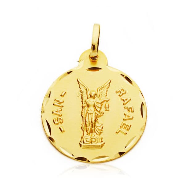 Medalla de San Rafael Arcángel en oro de 18 quilates, de 20 mm