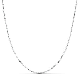 Cadena maciza diamantada de oro blanco 18k en largo de 40 cm