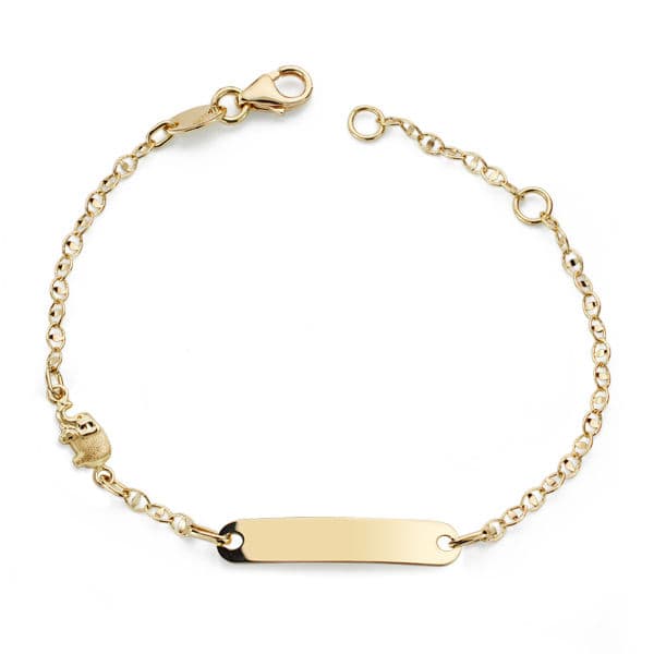Esclava de oro 18k para bebé, con un elefante, 14cm