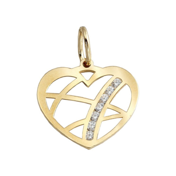 Colgante corazón oro 18k circonitas 14x12mm