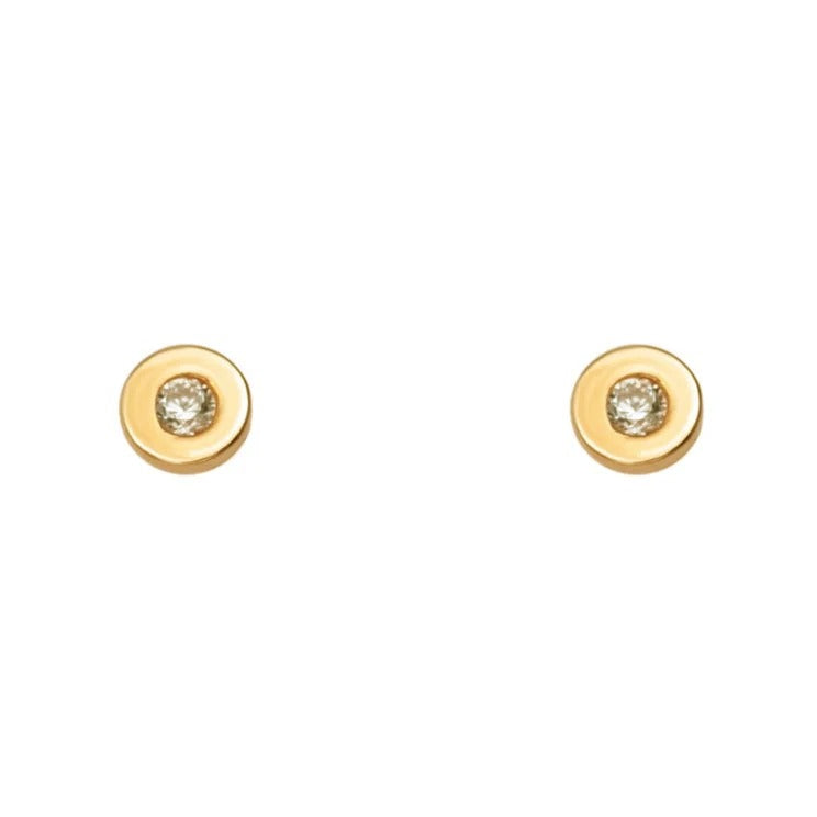 Pendientes oro amarillo 18k circonita bebé 4mm