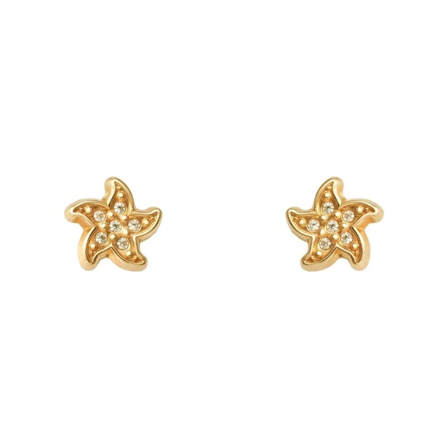 Pendientes oro amarillo 18k circonitas bebé 6,5mm