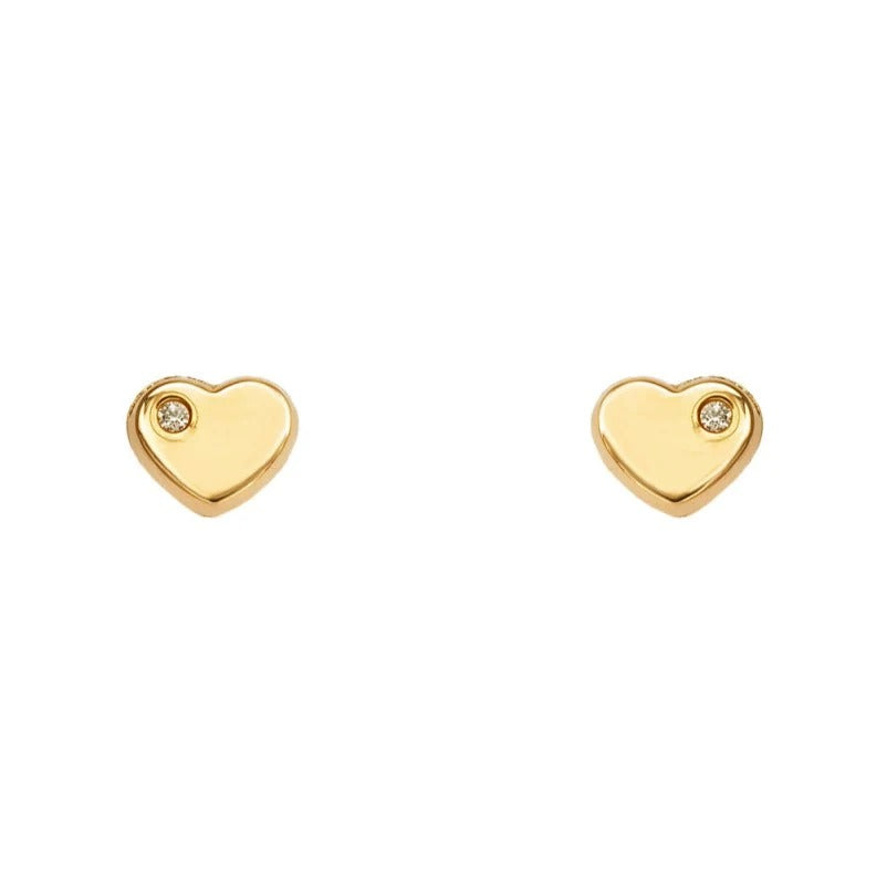 Pendientes oro amarillo 18k corazón circonita bebé 5,3mm