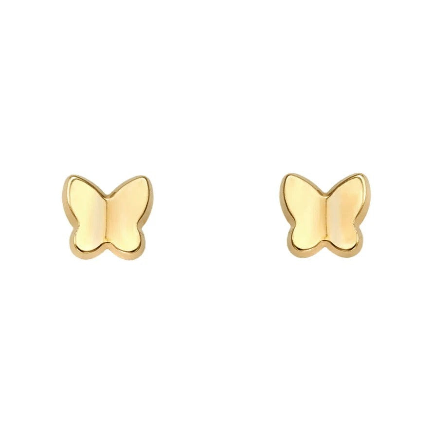 Pendientes oro amarillo 18k mariposa lisa bebé 6x6,5mm