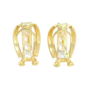 Pendientes oro 18 quilates dos bandas carré omega 14x10 mm - detalle del cierre