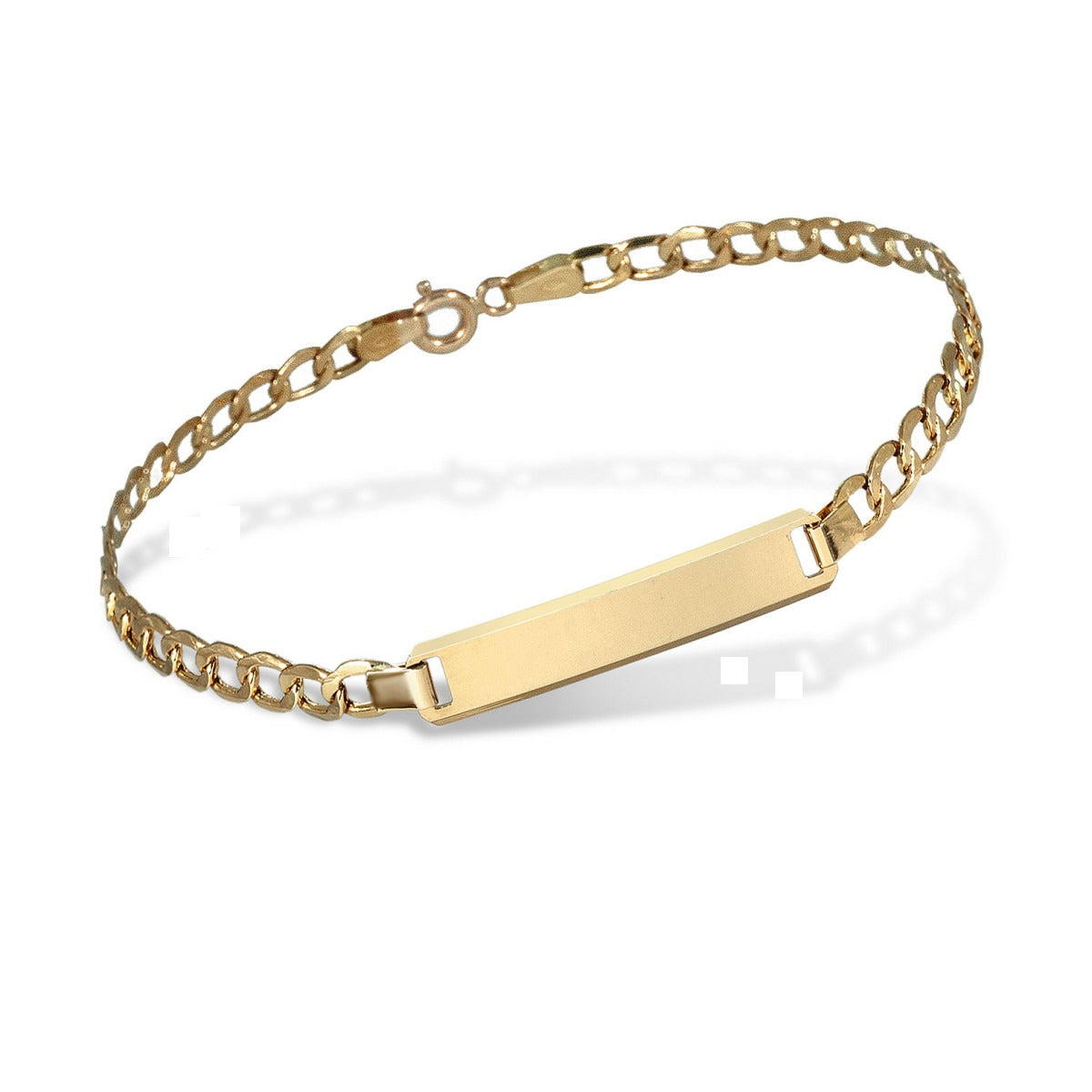 Pulsera mujer oro 18k barbada con placa 17cm