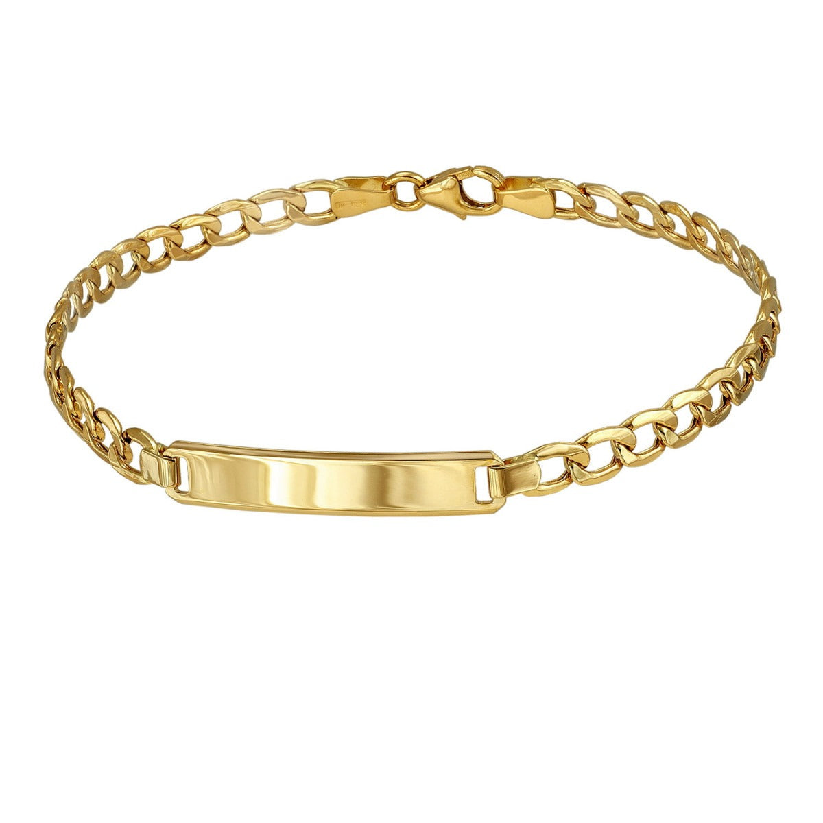 Pulsera 18k mujer oro barbada con placa 18cm, 5mm de ancho