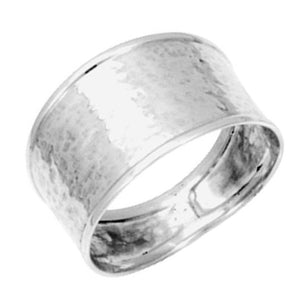 Anillo plata 925 plano diseño martilleado