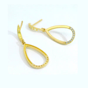 Pendientes oro 18 quilates lágrima circonitas 30x14 mm - vista lateral