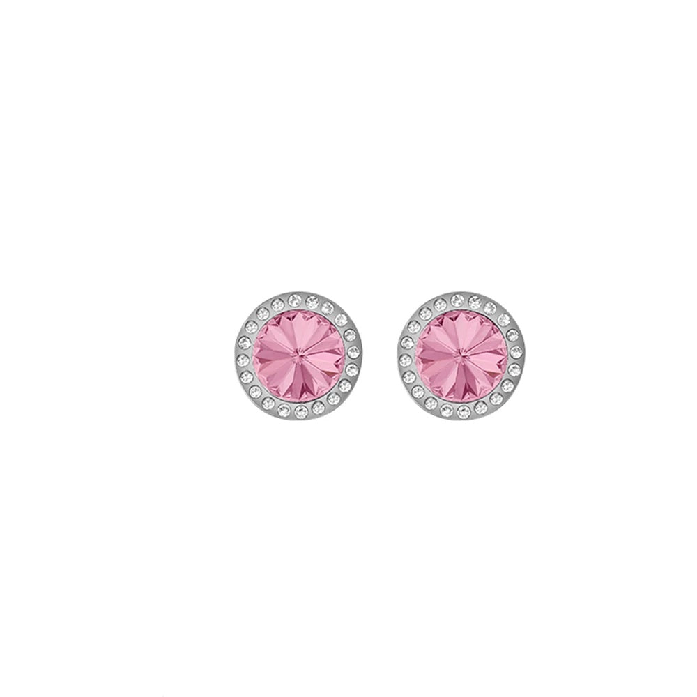 Pendientes Rivoli de acero inoxidable de 12 mm, de la firma Crystalp elaborados con cristales Swarovski® rosa claro