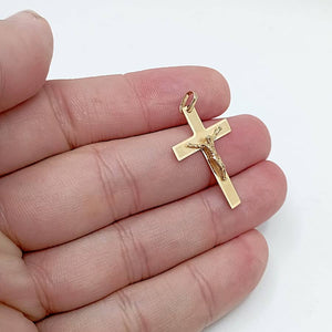 Oro 18k Cruz con Cristo matizada mano