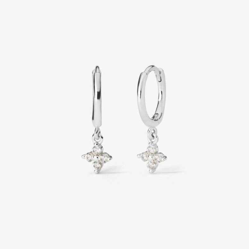 Pendientes plata flor de circonitas