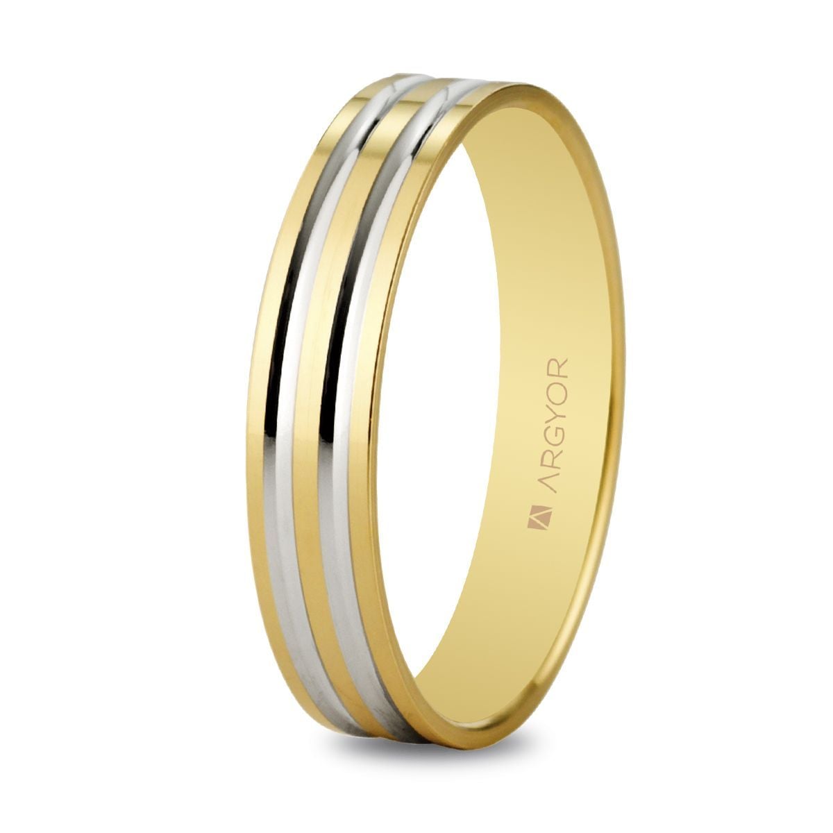 Alianza bicolor oro 18k pulida 4 mm