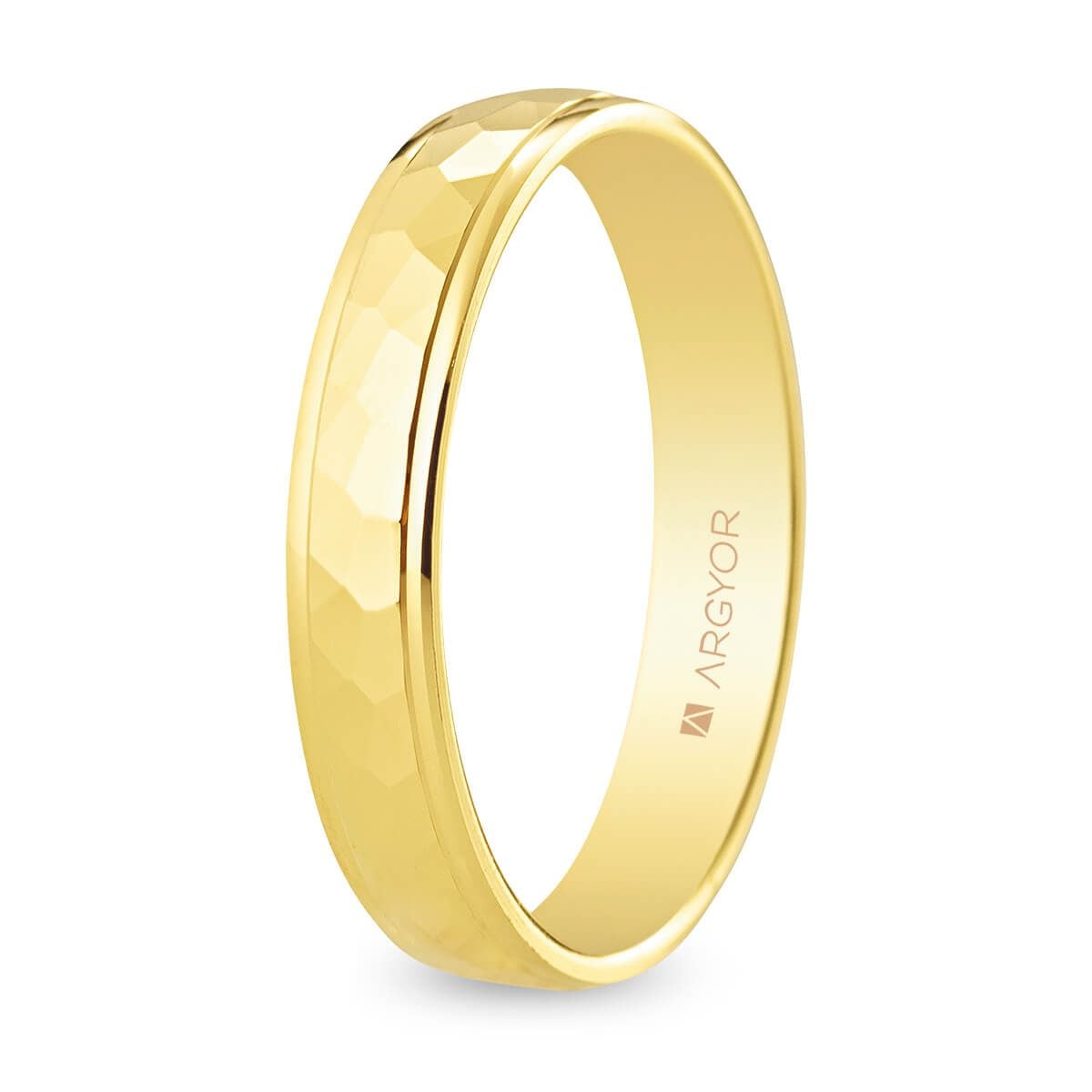 Alianza oro 18k facetada prismas 4 mm