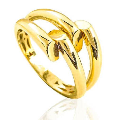 Sortija de oro amarillo de 18 quilates de tres aros entrelazados