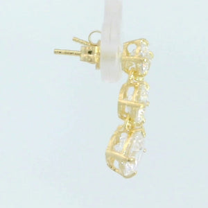 Pendientes oro 18 quilates tres circonitas 18 mm - vista lateral