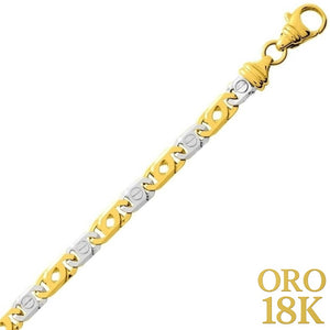 Cadena maciza diseño bicolor 1x1 de oro en medida personalizable