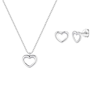 Conjunto plata corazón liso