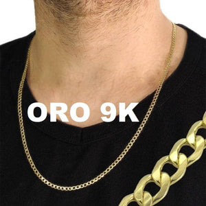 Cadena de oro de ley 9k barbada hueca de 60 cm y 3 mm de ancho, foto general