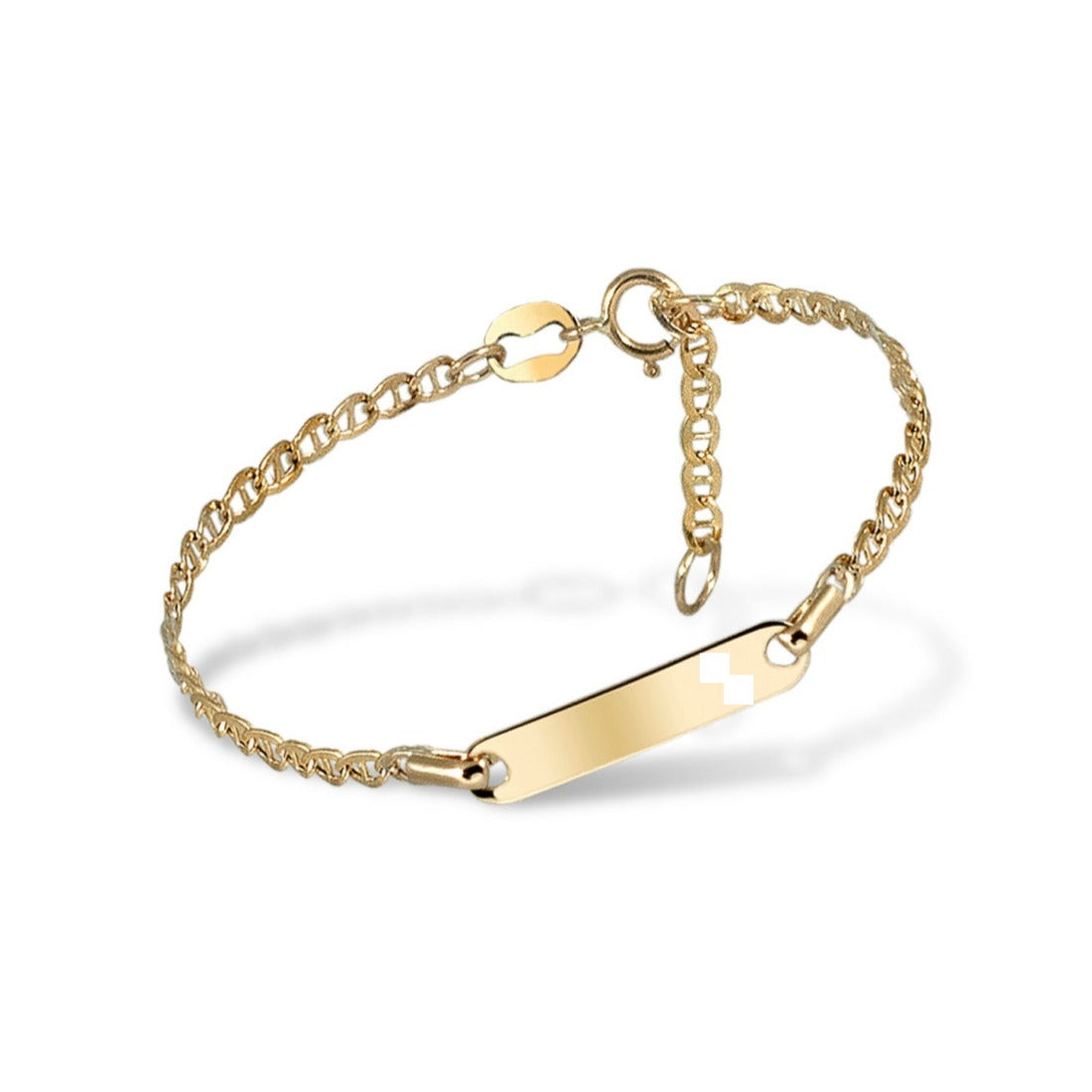 Pulsera bebé 18k oro de placa lisa 14cm