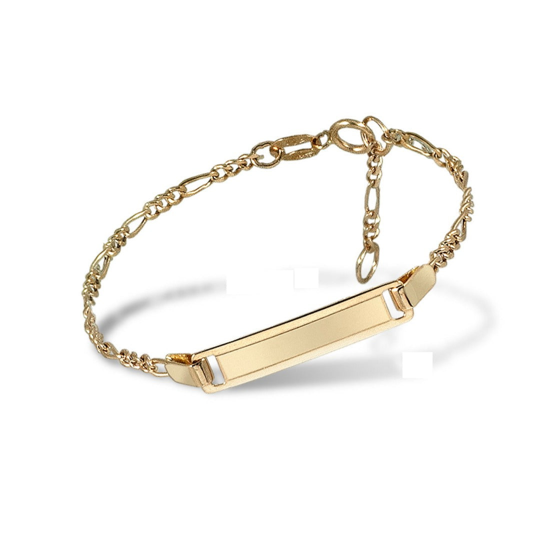 Pulsera bebé oro 18k con placa central 14cm