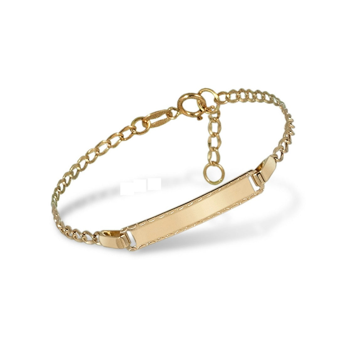 Pulsera 18k bebé oro con placa pulida 14cm