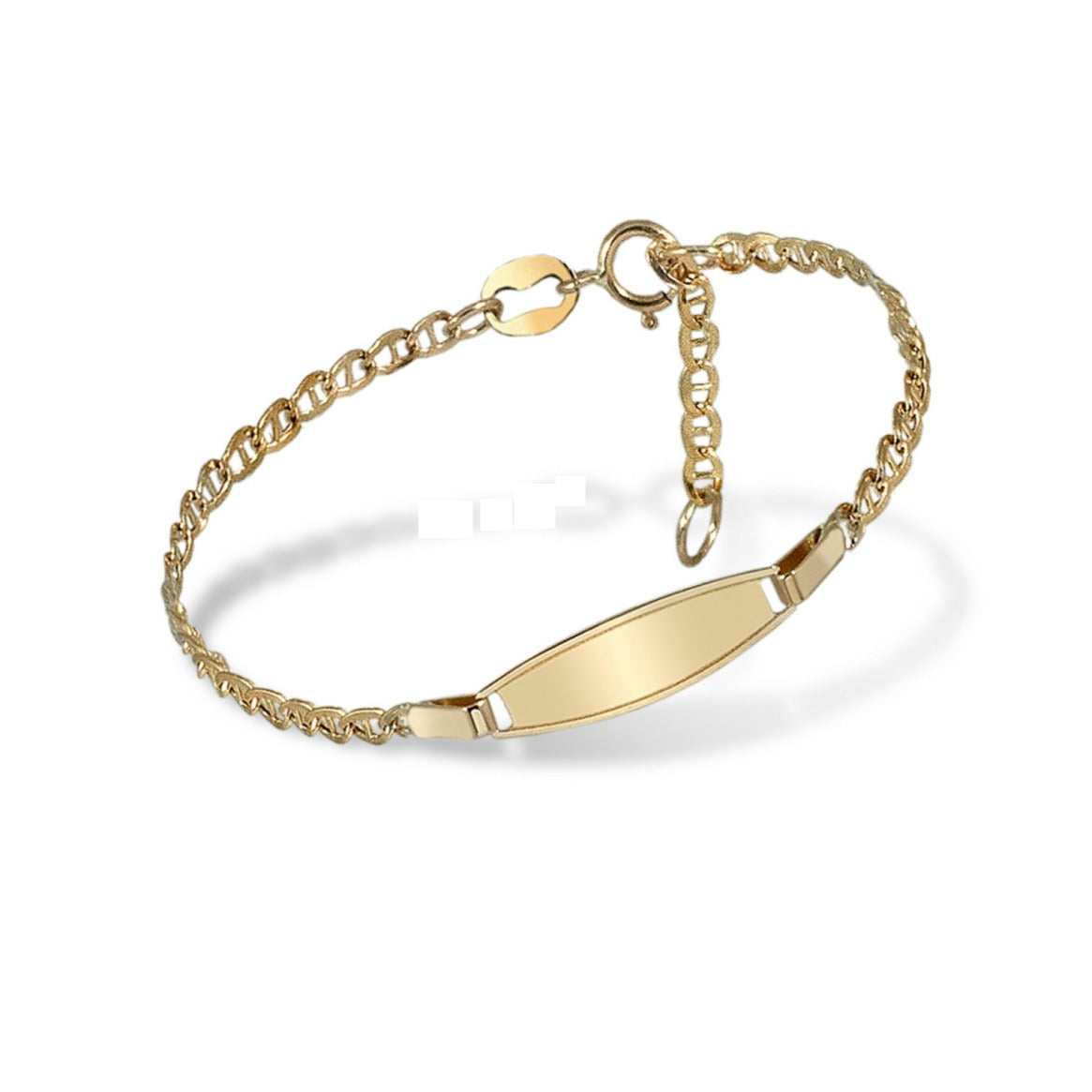Pulsera bebé oro 18k con placa mate 14cm