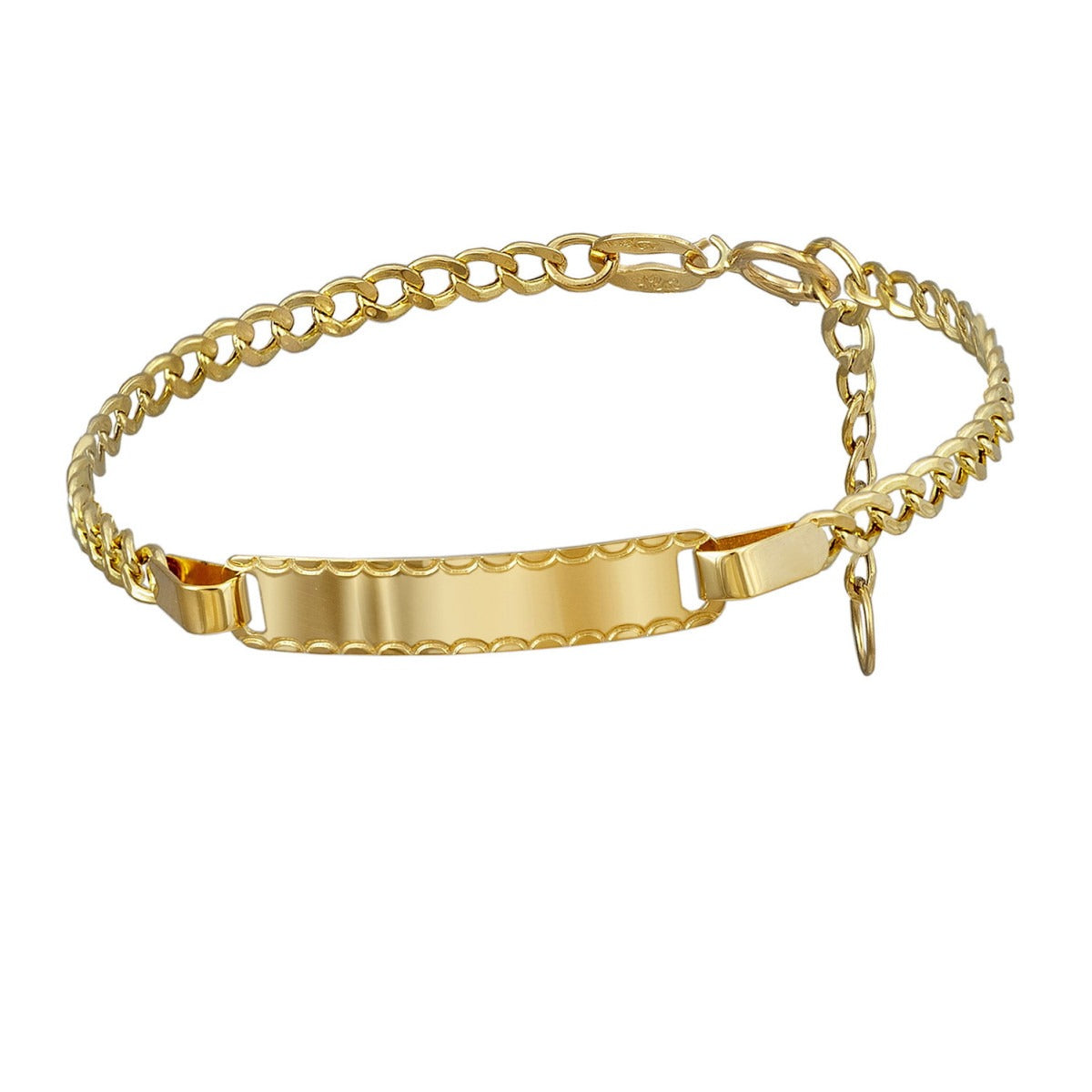 Pulsera oro 18k bebé con placa 14cm