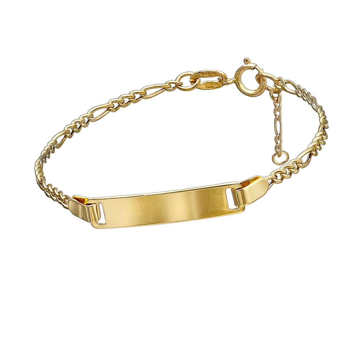 Pulsera bebé 18k oro con placa lisa 14cm
