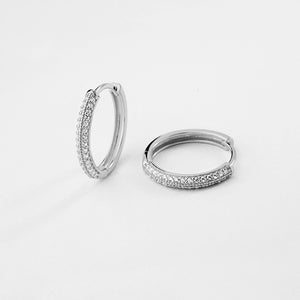 Pendientes plata aro microengaste 19mm rodio