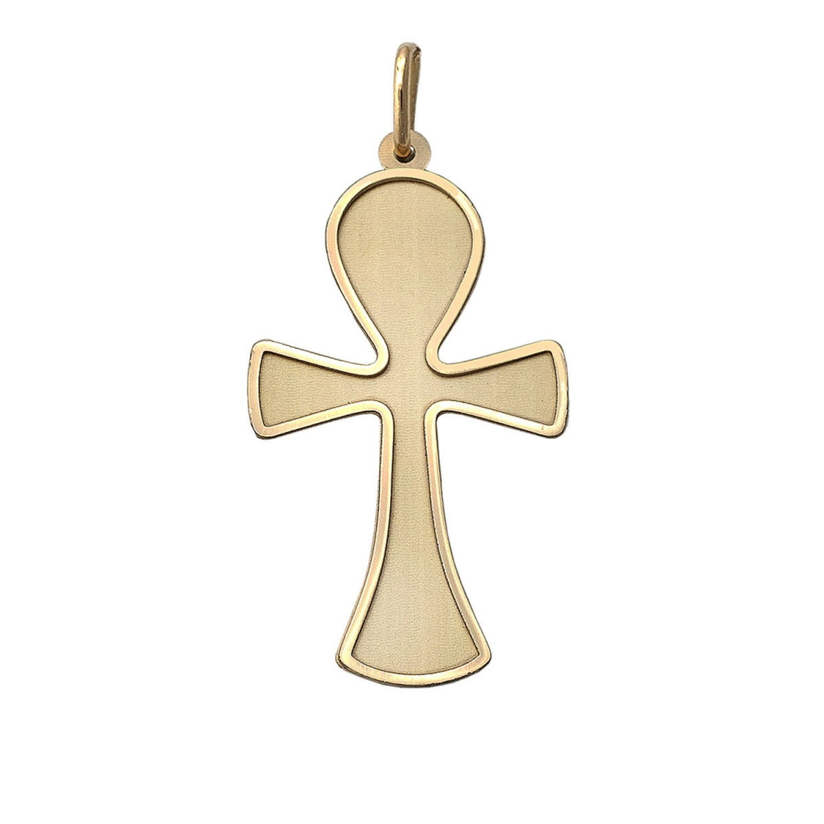 Cruz oro 18k comunión de la vida matizada 17x28mm