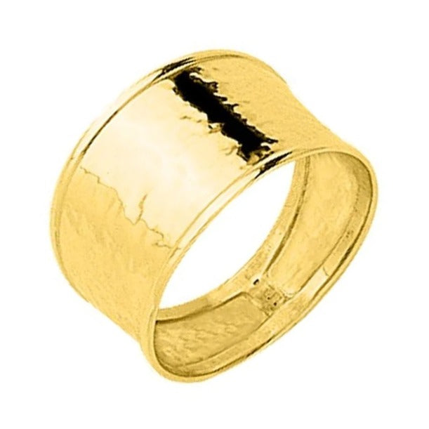 Oro 9k Anillo martilleado ancho