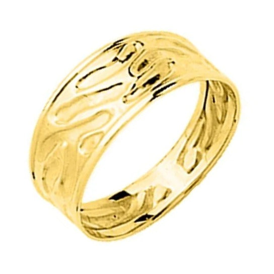Oro 9k Anillo ondas grabadas
