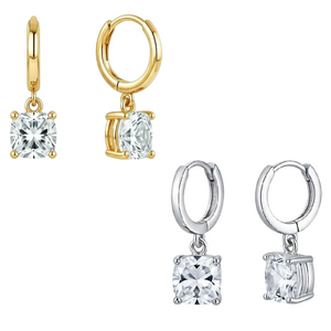 Pendientes plata circonita cushion