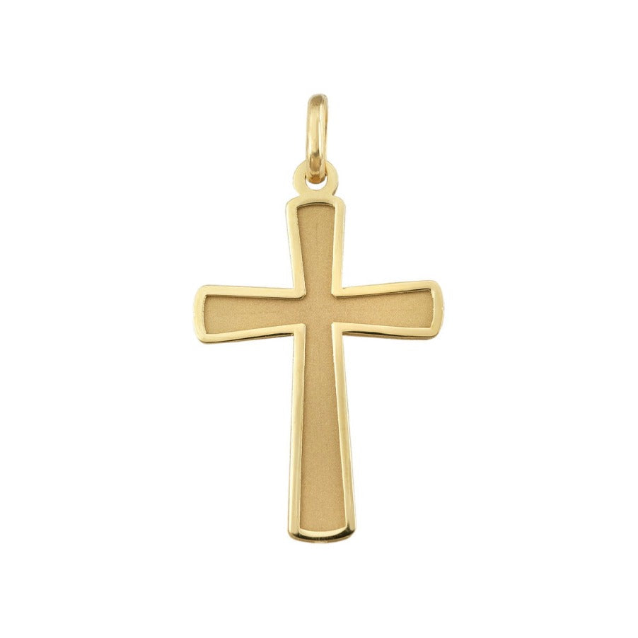 Cruz 18k oro comunión acabado mate y brillo 22x14mm