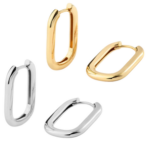 Pendientes plata aro rectangular liso