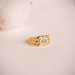 Anillo panter oro 18k con circonitas y esmeralda natural