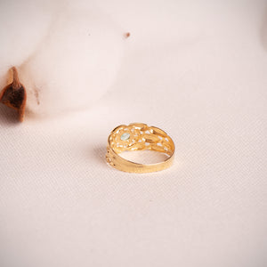 Anillo panter oro 18k con circonitas y esmeralda natural