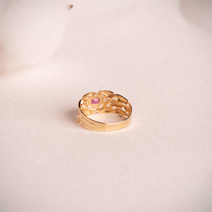 Anillo panter oro 18k con circonitas y rubí